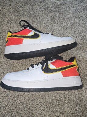 Nike Air Force 1 LV8 GS 7Y White Black Orange DD9530‑100 w/ Box